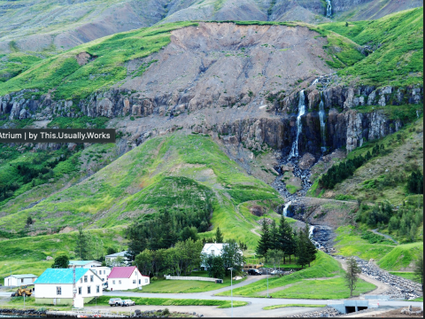 The scarring of a mudslide in Seyðisfjörður