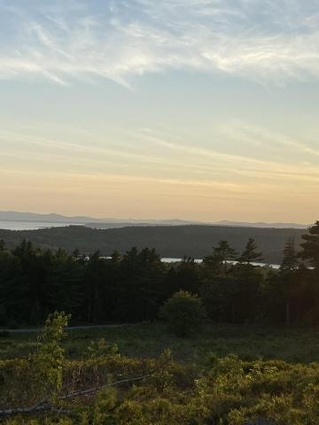 Maine view with the ocean and sunset 